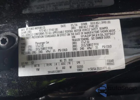 2016 Ford Focus Se из США, поврежденный, VIN 1FADP3K2XGL327937